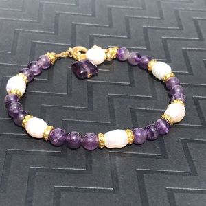 Amethyst, Pearl and Gold Bracelet